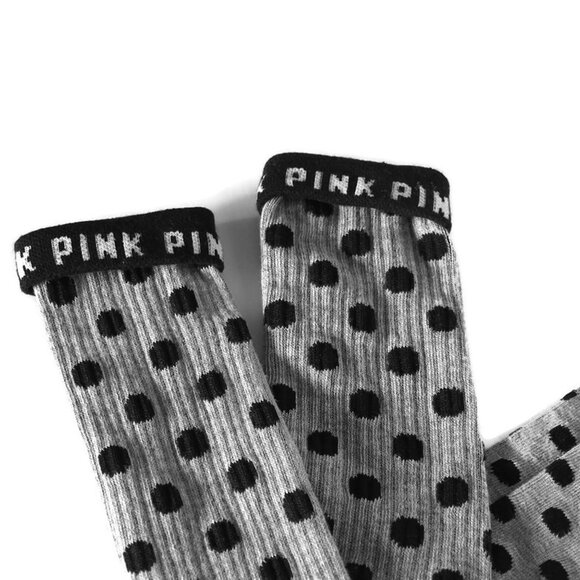 Victoria's Secret PINK Knee High Socks Grey Black Dots NWOT RARE - Picture 7 of 7